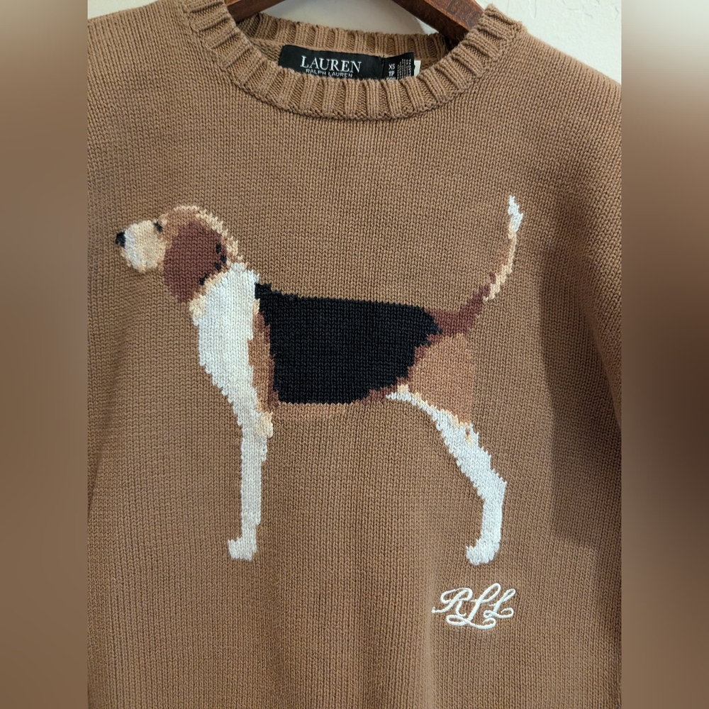 Lauren Ralph Lauren Beagle Dog Intarsia Cotton Sweater XS - Picture 3 of 9